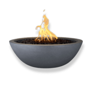 33" Round Sedona Fire Bowl - GFRC Concrete - Natural Gray - Match Lit - Natural Gas