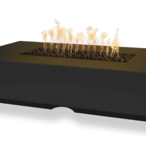 66" Rectangular Cabo Fire Pit - GFRC Concrete - Black - Plug & Play Electronic Ignition - Natural Gas